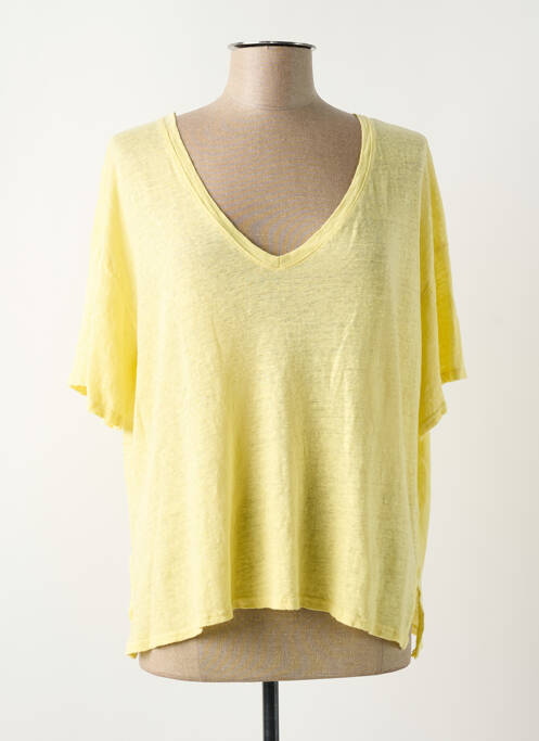 T-shirt coupe droite manches courtes jaune JOHANNA PARIS femme