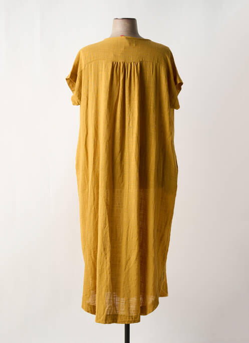 Robe longue manches courtes manches courtes jaune JOHANNA PARIS femme