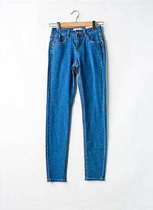 Jeans skinny fermeture zippée sous rabat boutonné bleu CREAM femme