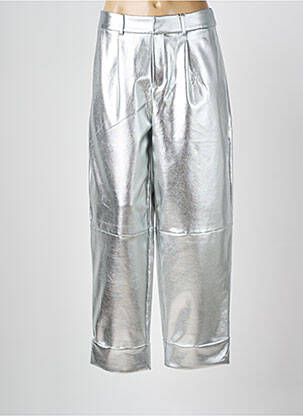 Pantalon droit argent ICHI pour femme