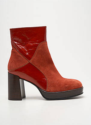 Bottines/boots tissage satiné talon de 7 à 9cm orange ROSEMETAL femme