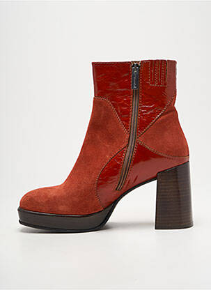 Bottines/boots tissage satiné talon de 7 à 9cm orange ROSEMETAL femme
