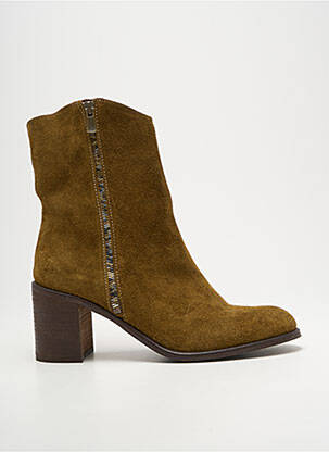 Bottines/boots nubuck talon de 4 à 6cm vert ALIWELL femme