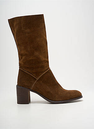 Bottes nubuck talon de 7 à 9cm marron ALIWELL femme