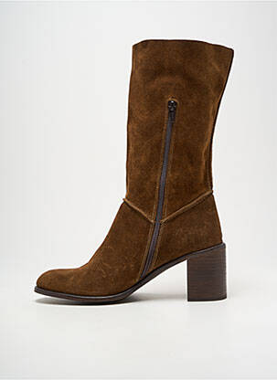Bottes nubuck talon de 7 à 9cm marron ALIWELL femme