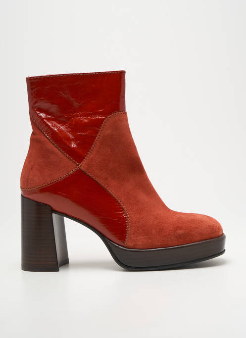 Bottines/boots tissage satiné talon de 7 à 9cm orange ROSEMETAL femme