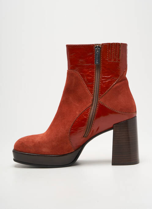Bottines/boots tissage satiné talon de 7 à 9cm orange ROSEMETAL femme