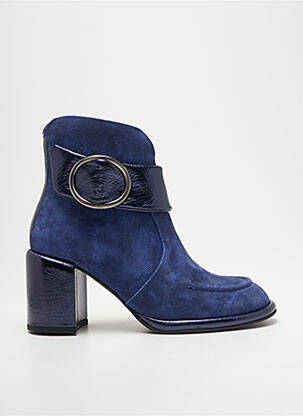 Bottines/boots tissage satiné talon de 7 à 9cm bleu CASTA femme