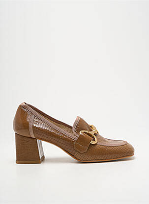 Mocassins tissage satiné talon de 4 à 6cm marron ROSEMETAL femme