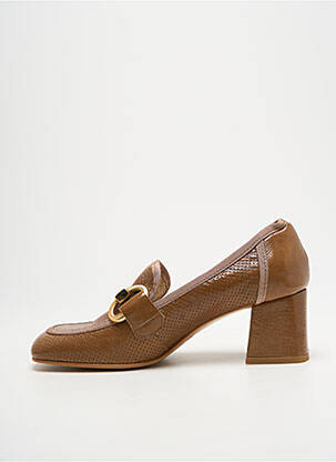 Mocassins tissage satiné talon de 4 à 6cm marron ROSEMETAL femme