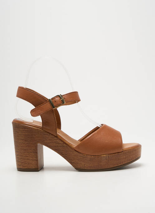 Sandales/nu pieds semi compensé talon de 7 à 9cm marron COCO ET ABRICOT femme