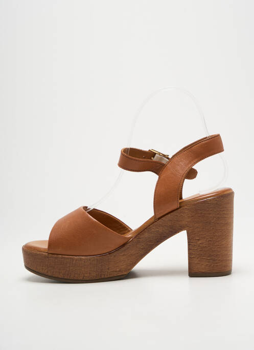 Sandales/nu pieds semi compensé talon de 7 à 9cm marron COCO ET ABRICOT femme