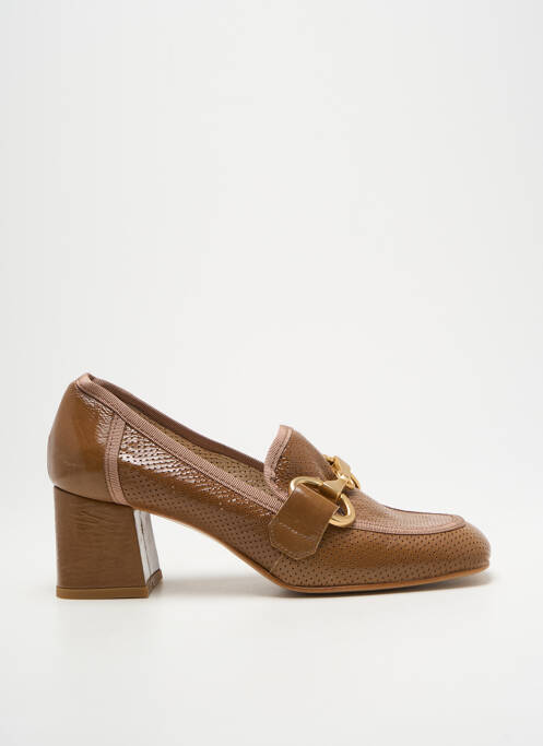Mocassins tissage satiné talon de 4 à 6cm marron ROSEMETAL femme