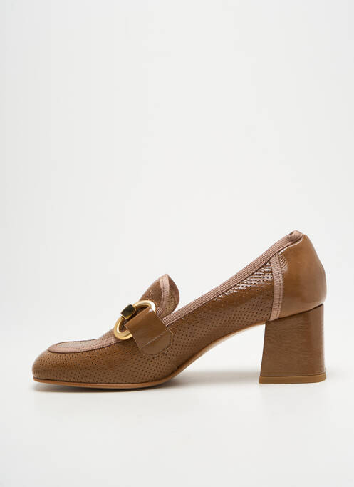 Mocassins tissage satiné talon de 4 à 6cm marron ROSEMETAL femme