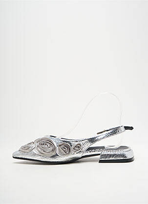 Sandales/nu pieds tissage satiné talon plat jusqu'à 3cm argent MIMMU femme