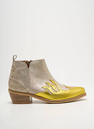 Bottines/boots tissage satiné talon de 4 à 6cm jaune MINKA DESIGN femme