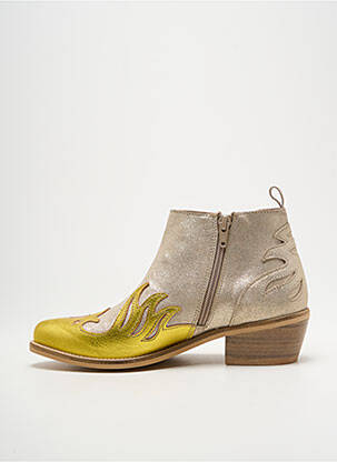 Bottines/boots tissage satiné talon de 4 à 6cm jaune MINKA DESIGN femme