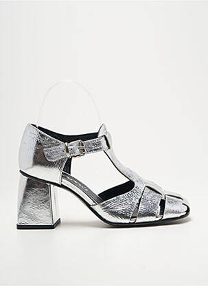 Sandales/nu pieds tissage satiné talon de 4 à 6cm argent MIMMU femme
