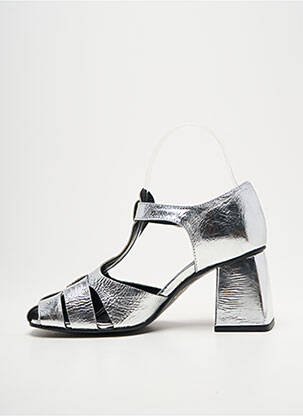 Sandales/nu pieds tissage satiné talon de 4 à 6cm argent MIMMU femme
