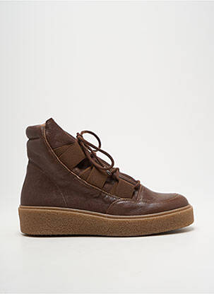 Baskets matière lisse talon de 4 à 6cm marron SMS femme