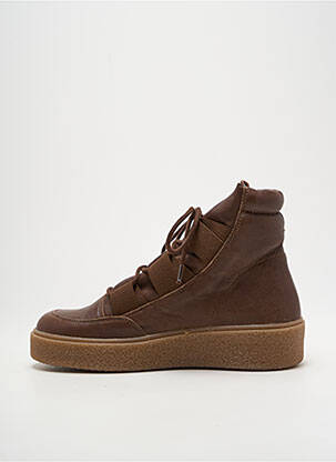 Baskets matière lisse talon de 4 à 6cm marron SMS femme