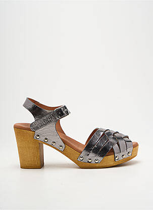 Sandales/nu pieds semi compensé talon de 7 à 9cm argent COCO ET ABRICOT femme