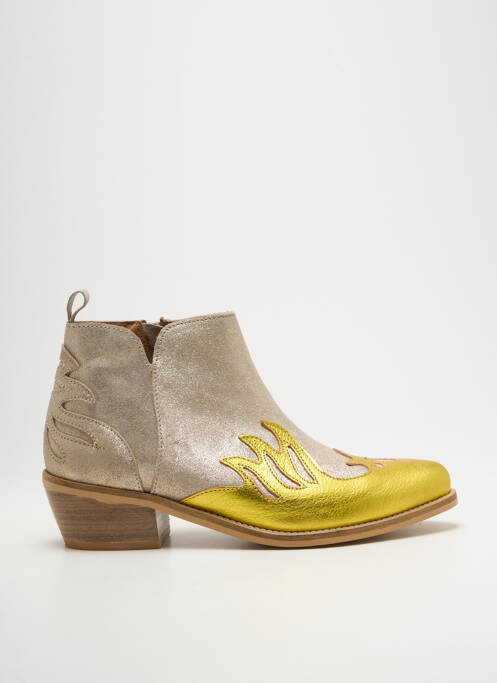 Bottines/boots tissage satiné talon de 4 à 6cm jaune MINKA DESIGN femme