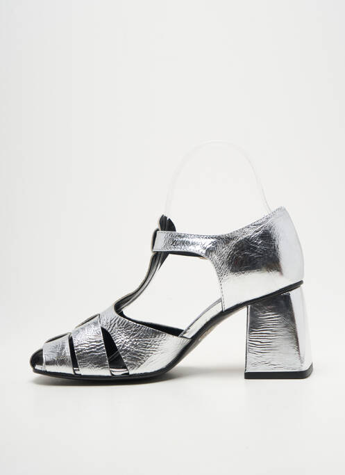 Sandales/nu pieds tissage satiné talon de 4 à 6cm argent MIMMU femme