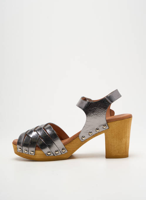 Sandales/nu pieds semi compensé talon de 7 à 9cm argent COCO ET ABRICOT femme