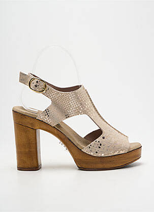 Sandales/nu pieds semi compensé talon haut de 10cm et plus or MYMA femme