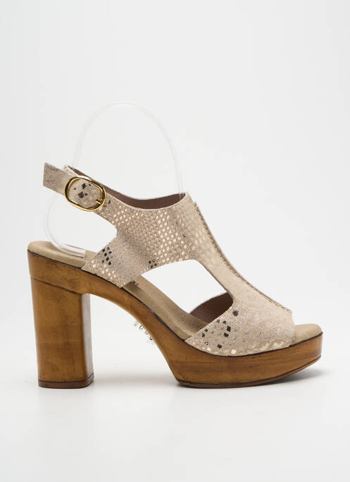 Sandales/nu pieds semi compensé talon haut de 10cm et plus or MYMA femme