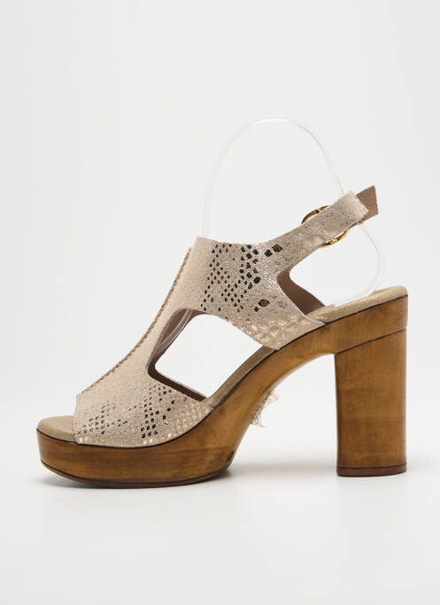 Sandales/nu pieds semi compensé talon haut de 10cm et plus or MYMA femme