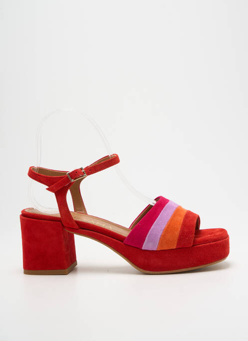 Sandales/nu pieds semi compensé talon de 4 à 6cm rouge PAOYAMA femme