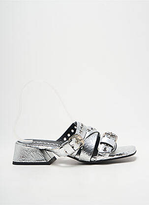 Mules/sabots tissage satiné talon de 4 à 6cm argent MIMMU femme