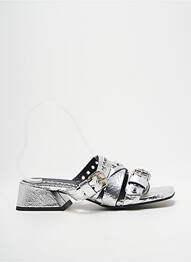 Mules/sabots tissage satiné talon de 4 à 6cm argent MIMMU femme