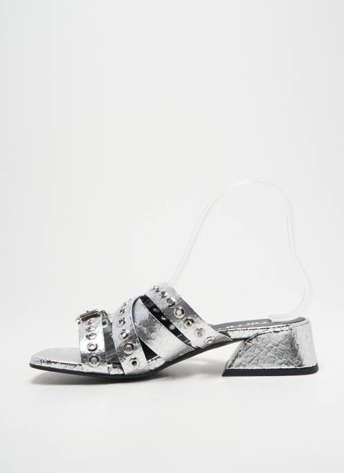 Mules/sabots tissage satiné talon de 4 à 6cm argent MIMMU femme