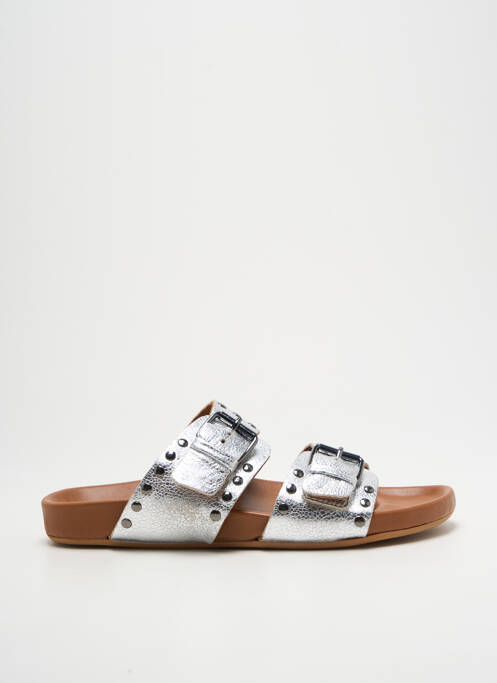 Mules/sabots fermeture boucle(s) talon plat jusqu'à 3cm argent ALIWELL femme