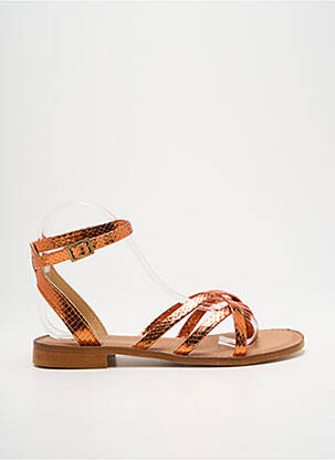 Tongs tissage satiné talon plat jusqu'à 3cm orange SEMERDJIAN femme
