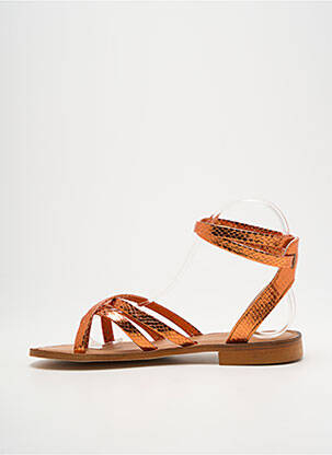Tongs tissage satiné talon plat jusqu'à 3cm orange SEMERDJIAN femme