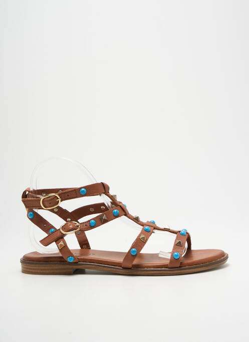 Sandales/nu pieds chiquet talon plat jusqu'à 3cm marron COCO ET ABRICOT femme