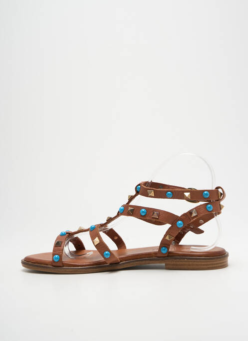 Sandales/nu pieds chiquet talon plat jusqu'à 3cm marron COCO ET ABRICOT femme