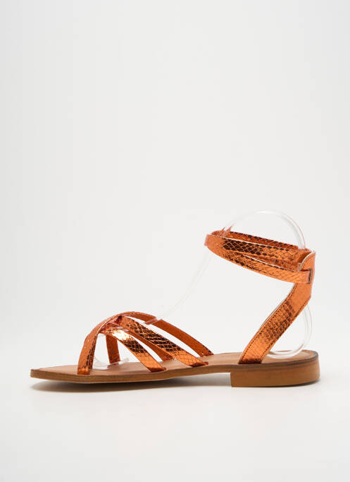 Tongs tissage satiné talon plat jusqu'à 3cm orange SEMERDJIAN femme