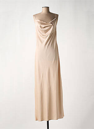 Robe longue coupe fluide fines bretelles beige D.EXTERIOR femme