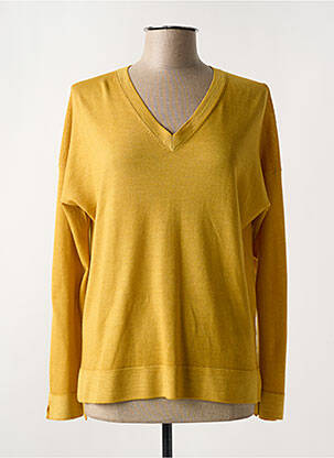 Pull col v manches longues jaune GRAN SASSO femme