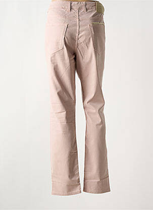 Pantalon droit fermeture zippée sous rabat boutonné rose DEVORE femme