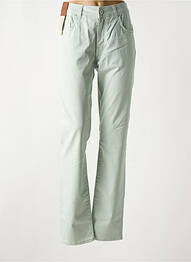 Pantalon droit fermeture zippée sous rabat boutonné vert DEVORE femme