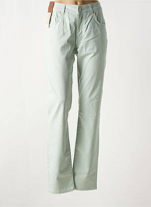 Pantalon droit fermeture zippée sous rabat boutonné vert DEVORE femme