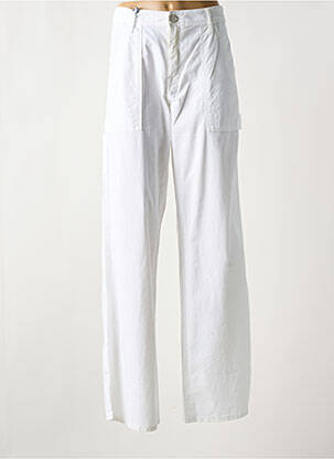Pantalon flare fermeture zippée sous rabat boutonné blanc JACOB COHEN femme