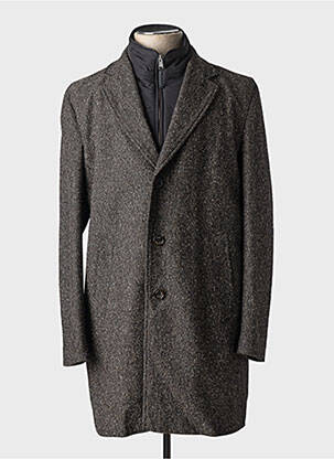 Manteau long manches longues sans capuche noir HUGO BOSS homme