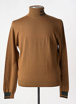 Pull col roulé marron MANUEL RITZ pour homme